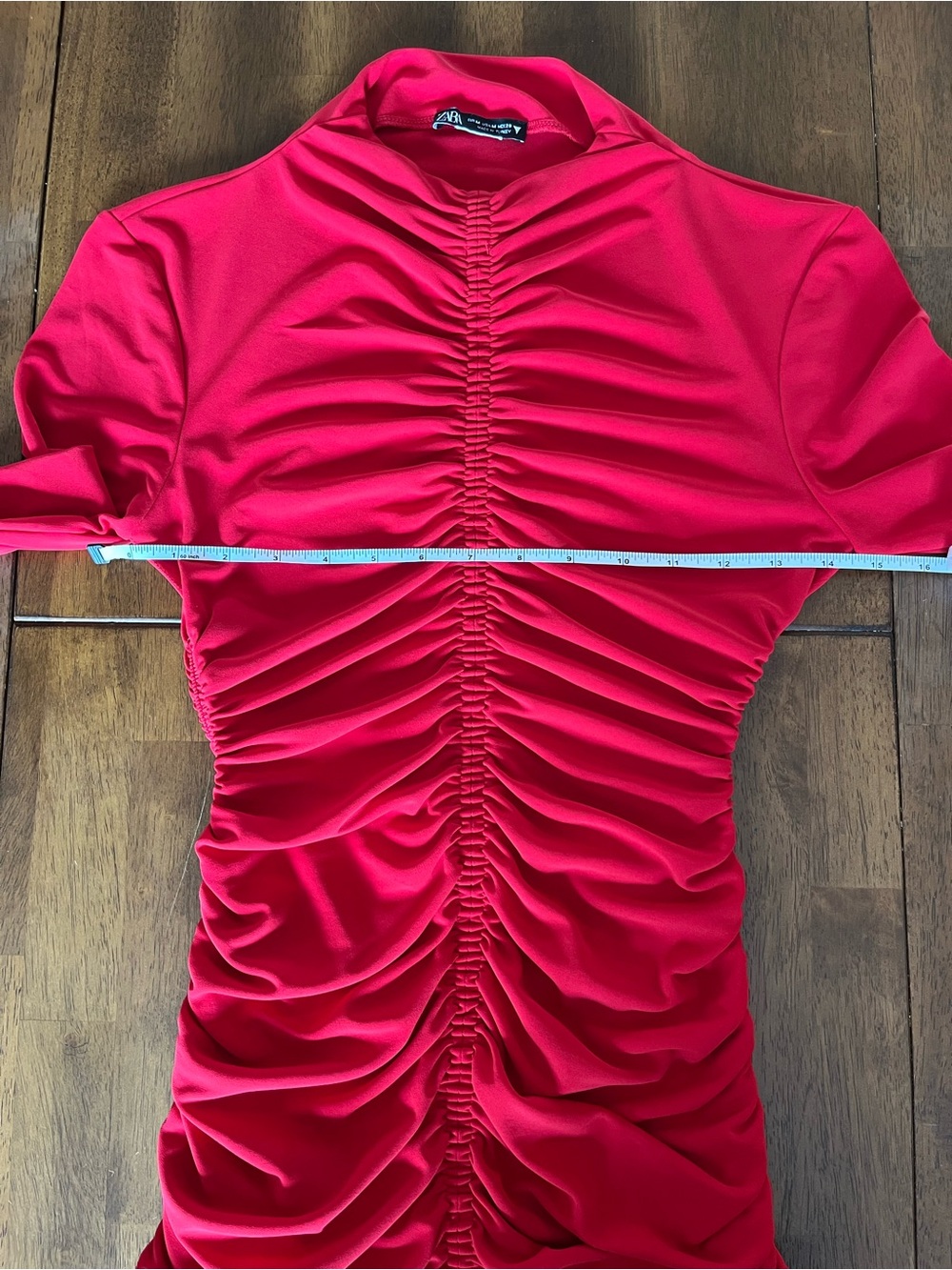 ZARA Scarlet Ruched Long Sleeve Mini Dress - Picture 4 of 6